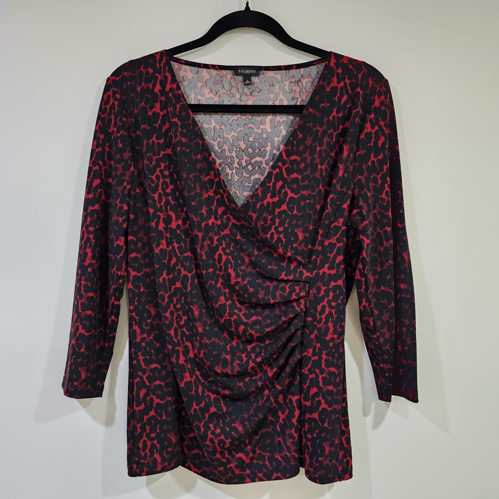 Talbots Red and Black Women's Top Size L